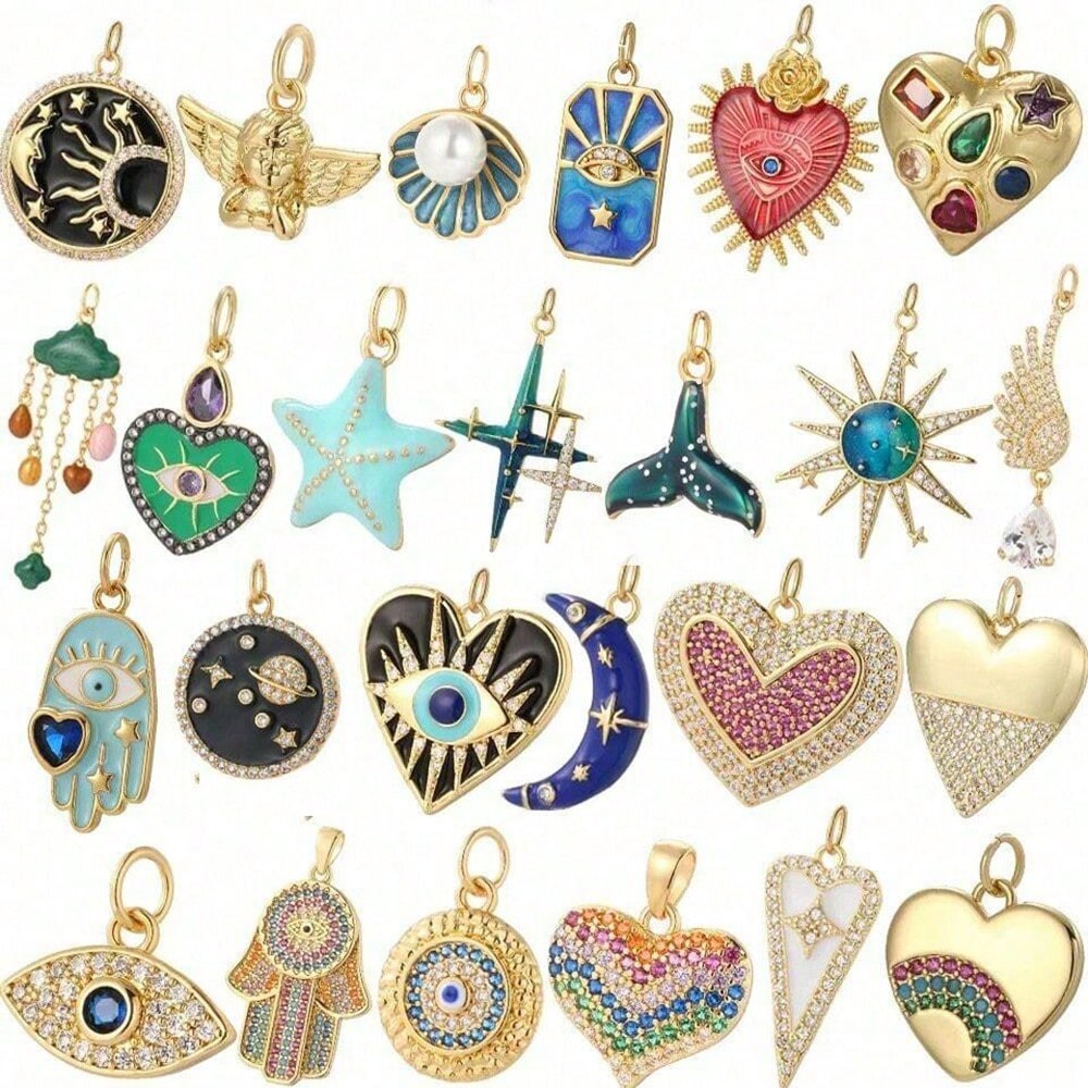 Moon Star Earrings - قطعة واحدة من الزركون النحاسي المطلي