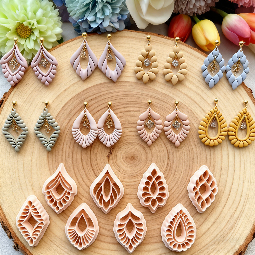 Diamond Stud Earrings - الفن صدفي دمعة ديكو بوليمر كلاي