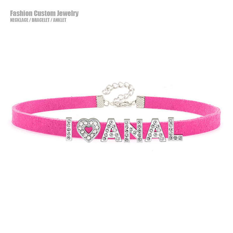 Crystal Choker Necklace - مثير الساخن حجر الراين رسائل أحب