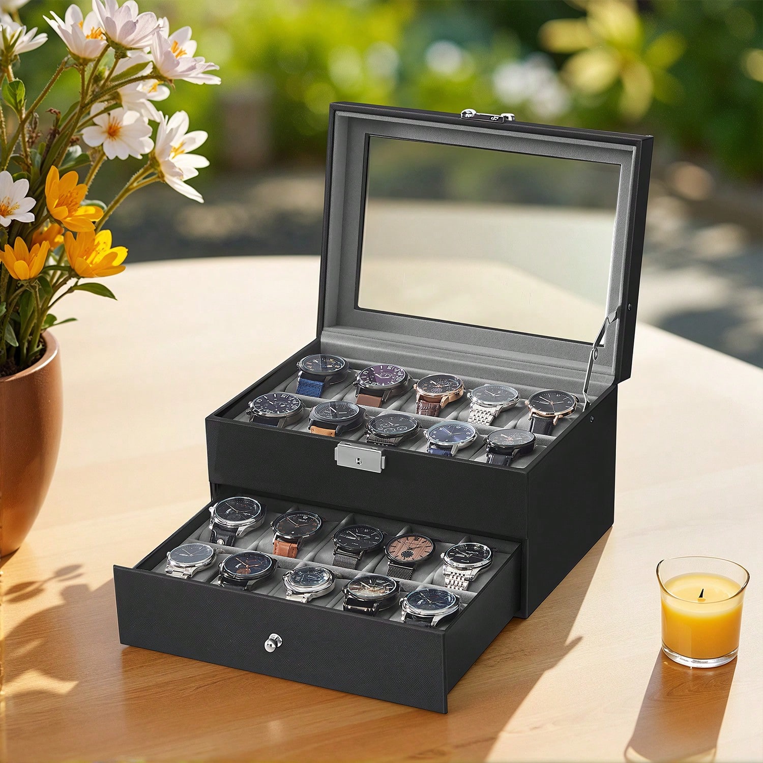 Jewelry With Watches - صندوق ساعات بـ 20 فتحة مع