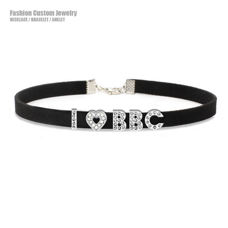 Crystal Choker Necklace - Goth مثير حجر الراين رسائل أنا