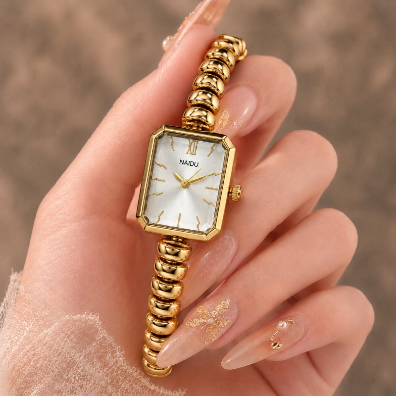 Jewelry Clasp Watches - ساعة ذهبية من NAIDU للنساء، ساعة