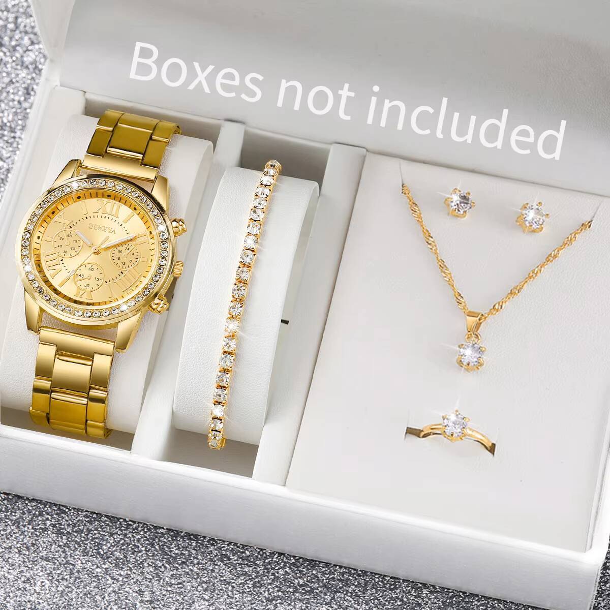 Jewelry Watches Women - 6 قطع/مجموعة ساعات نسائية أنيقة مرصعة
