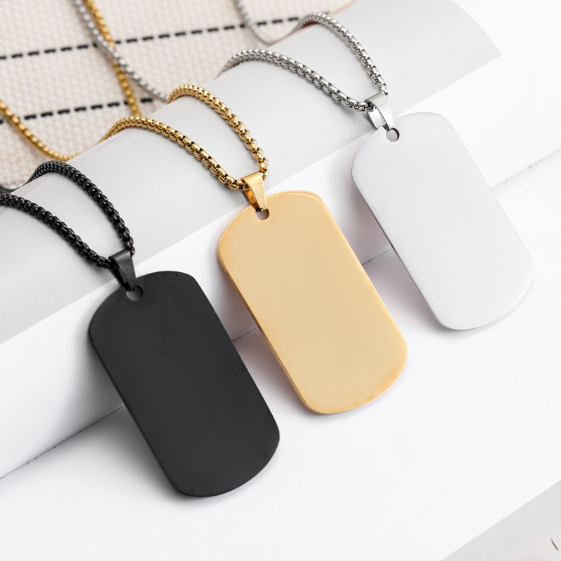 Mens Dog Tag Necklace - قلادة عسكرية من الفولاذ المقاوم للصدأ