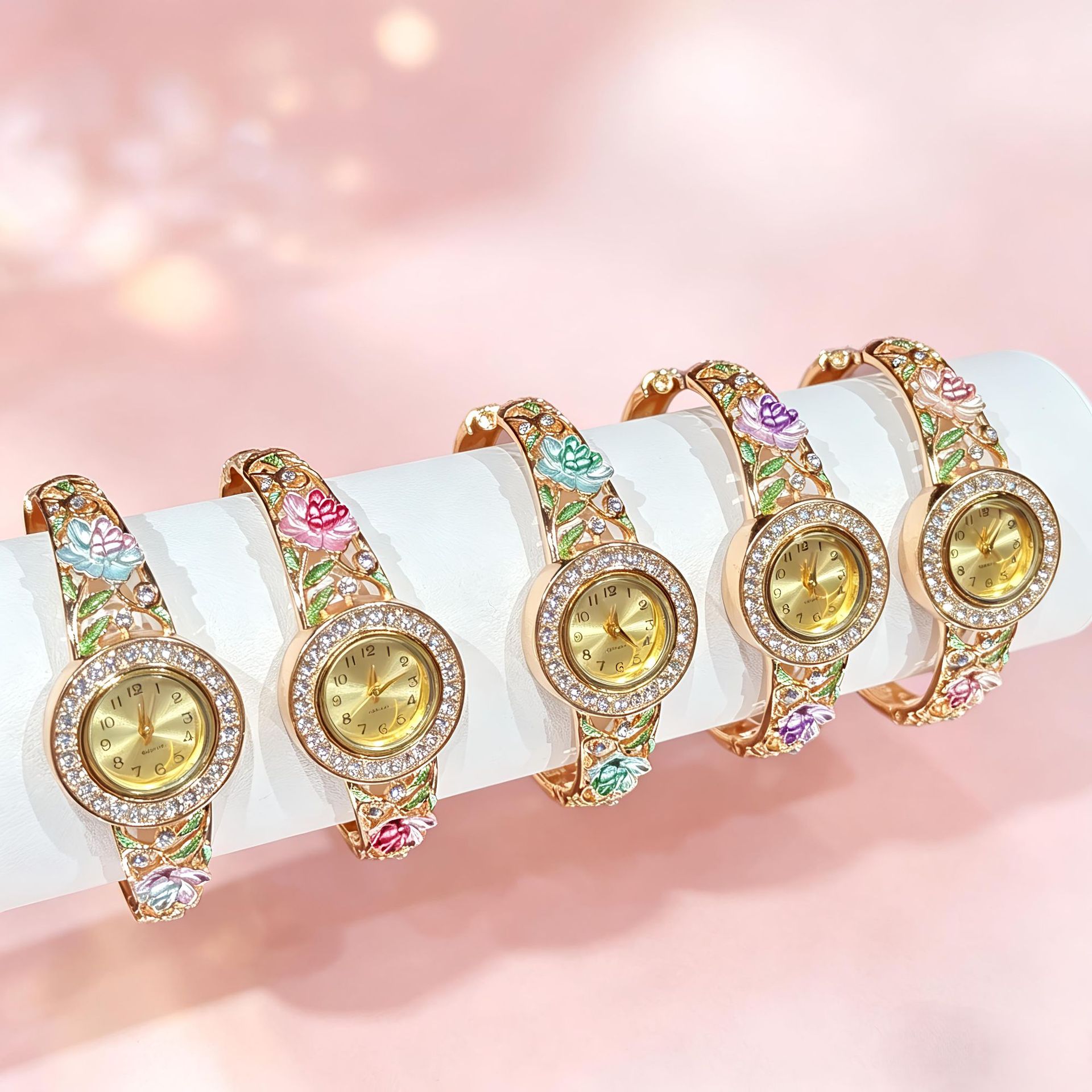 Jewelry Watches Vintage - ساعة يد نسائية بتصميم زهرة مطلية