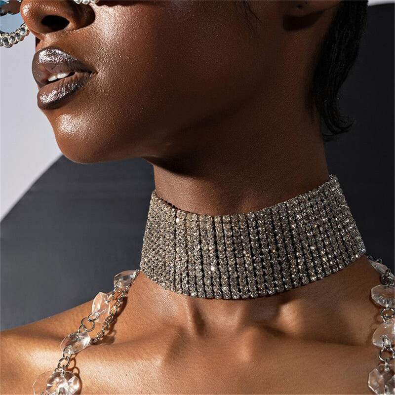 Crystal Choker Necklace - قلادة للنساء كريستال قلادة المختنق Collares