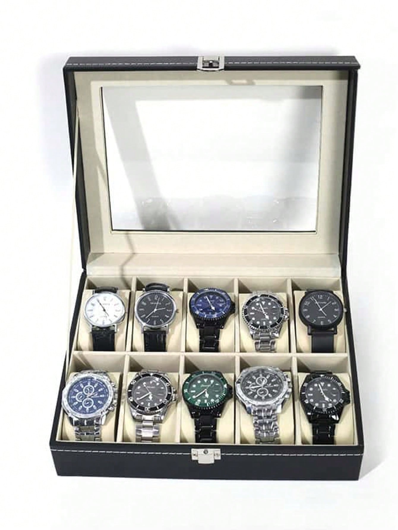 Jewelry Watches Women - صندوق ساعات جلدي مع قفل، علبة