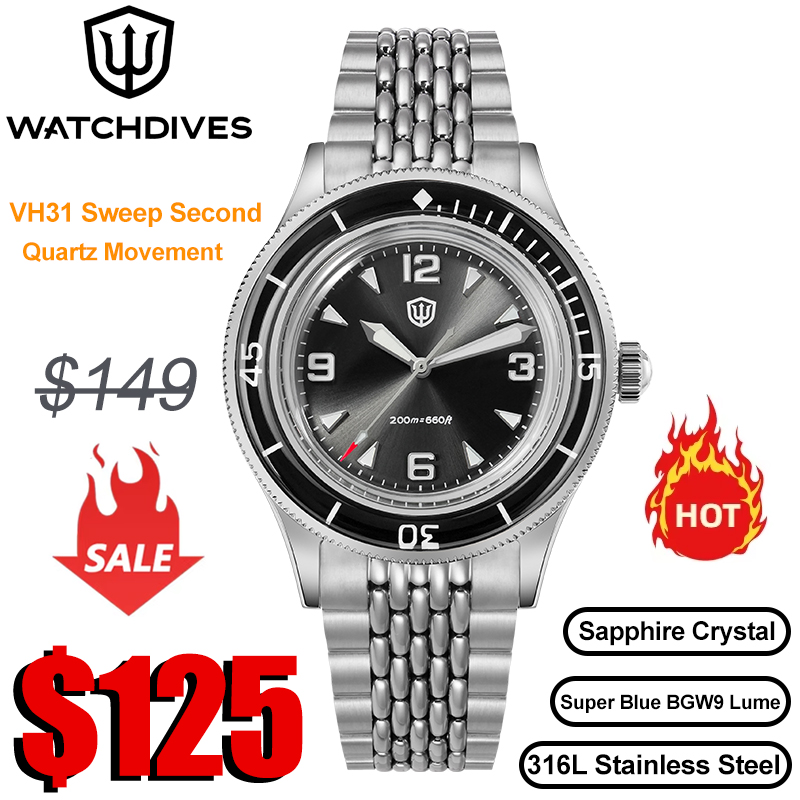 Jewelry Watches Vintage - ساعات Watchdives WD50Q بحركة كوارتز VH31،