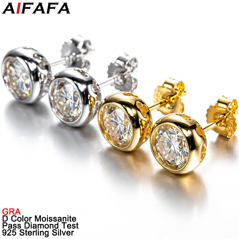 Diamond Stud Earrings - حقيقي D اللون مويسانيتي أقراط الماس