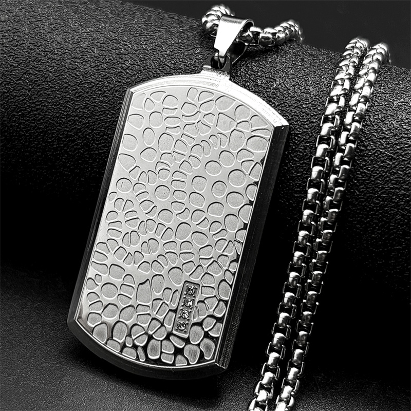 Mens Dog Tag Necklace - الرجعية الفولاذ المقاوم للصدأ غير النظامية