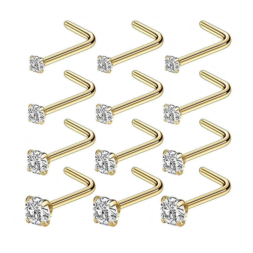 Diamond Stud Earrings - 12 قطعة مجموعة كاملة 316L هيبوالرجينيك