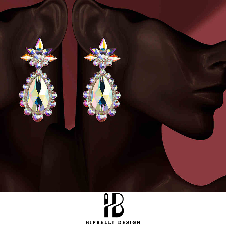 Diamond Stud Earrings - إكسسوارات أداء الرقص الشرقي أقراط مسابقة
