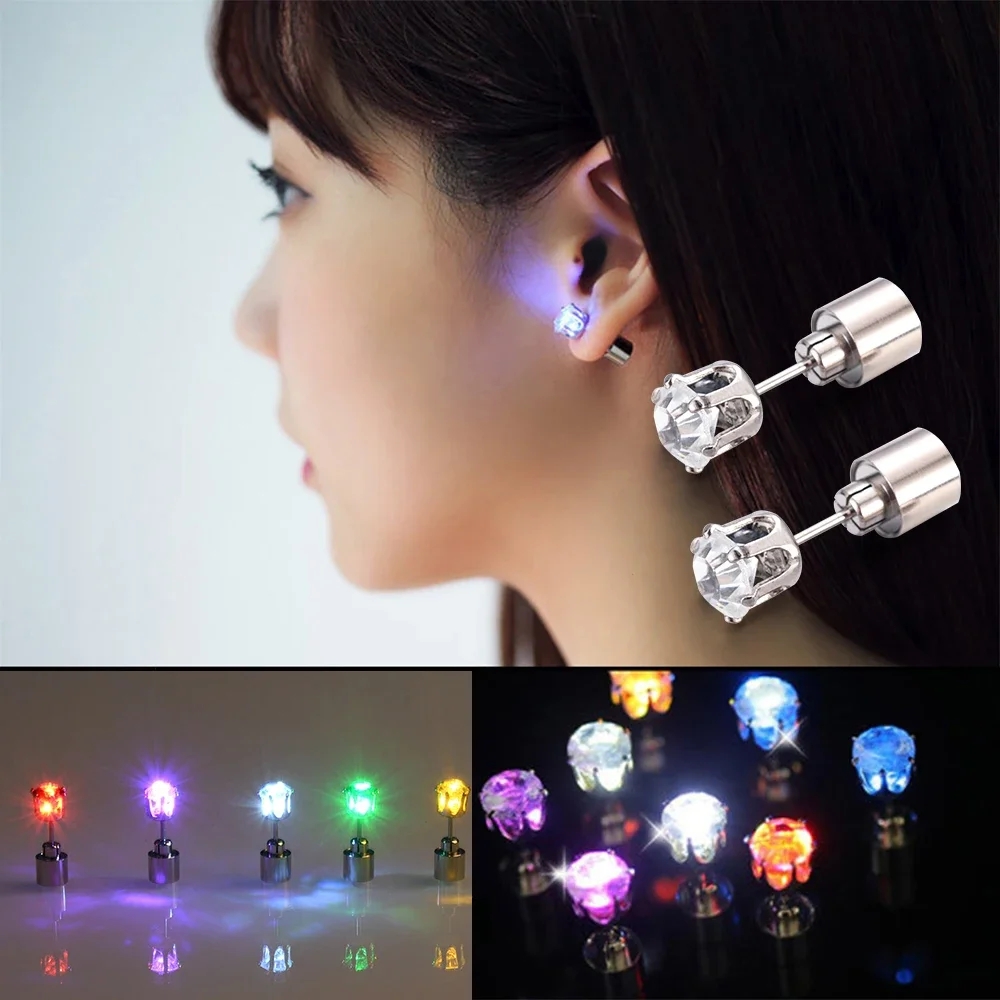 1 زوج Led تضيء الأذن مربط Blin - مراجعة Diamond Stud Earrings وسعره