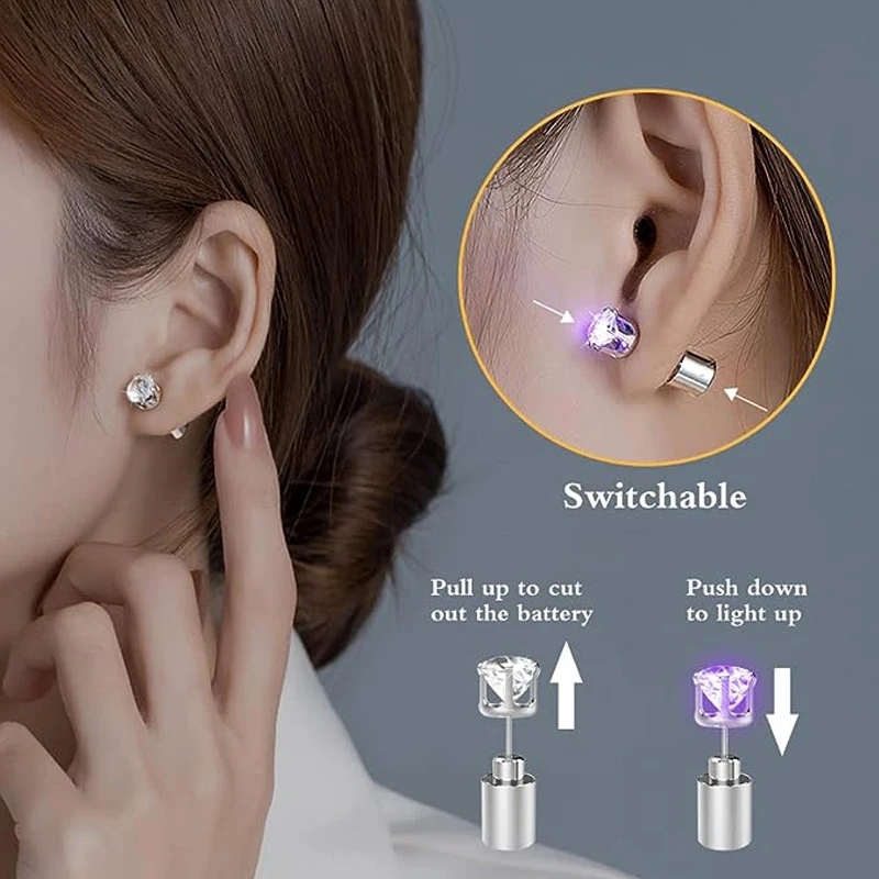 1 زوج Led تضيء الأذن مربط Blin - مراجعة Diamond Stud Earrings وسعره
