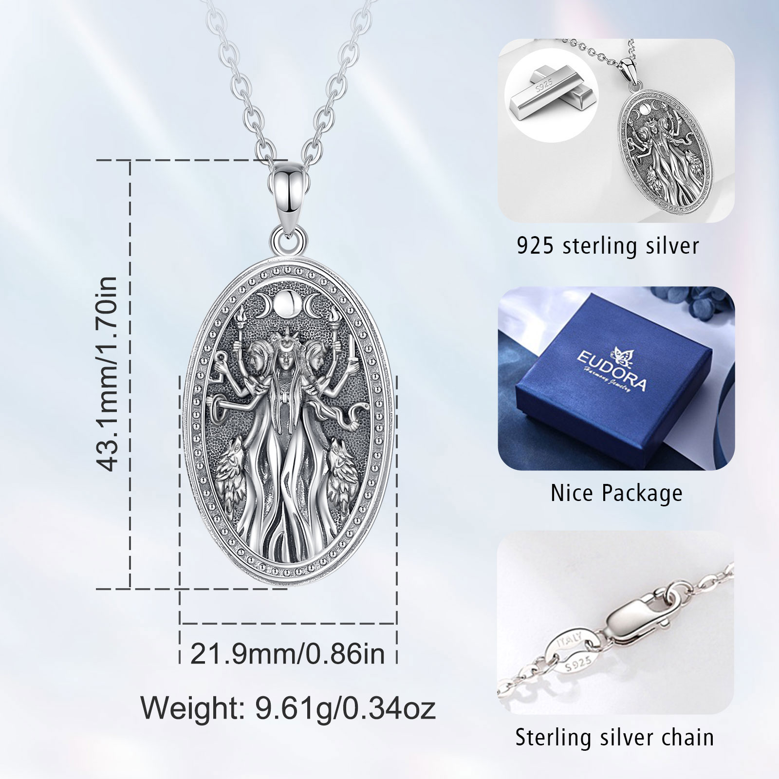 يودورا 925 فضة الثلاثي القمر آ - مراجعة Mens Dog Tag Necklace وسعره