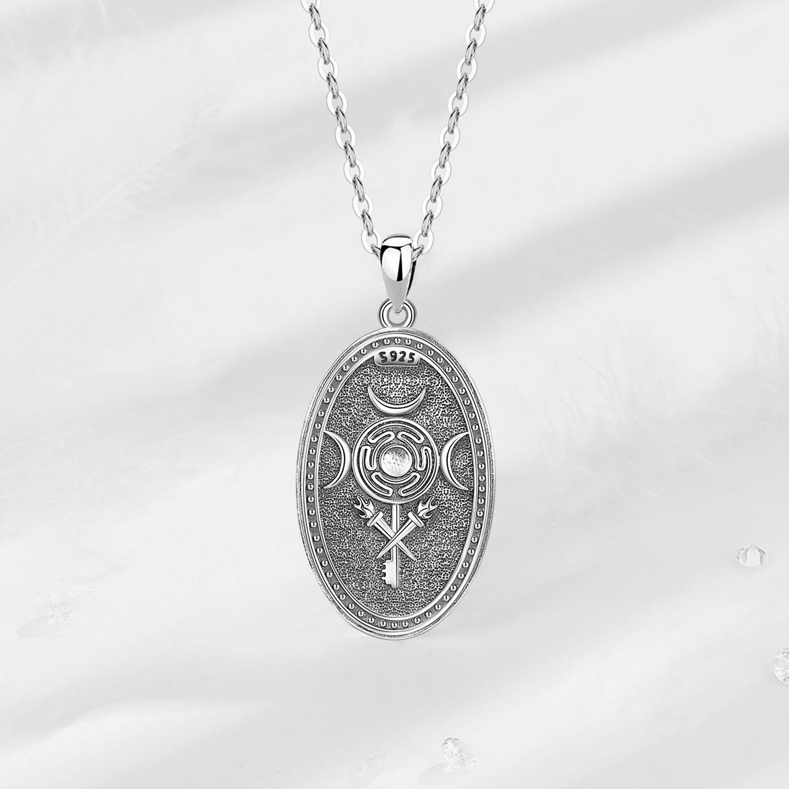 يودورا 925 فضة الثلاثي القمر آ - مراجعة Mens Dog Tag Necklace وسعره