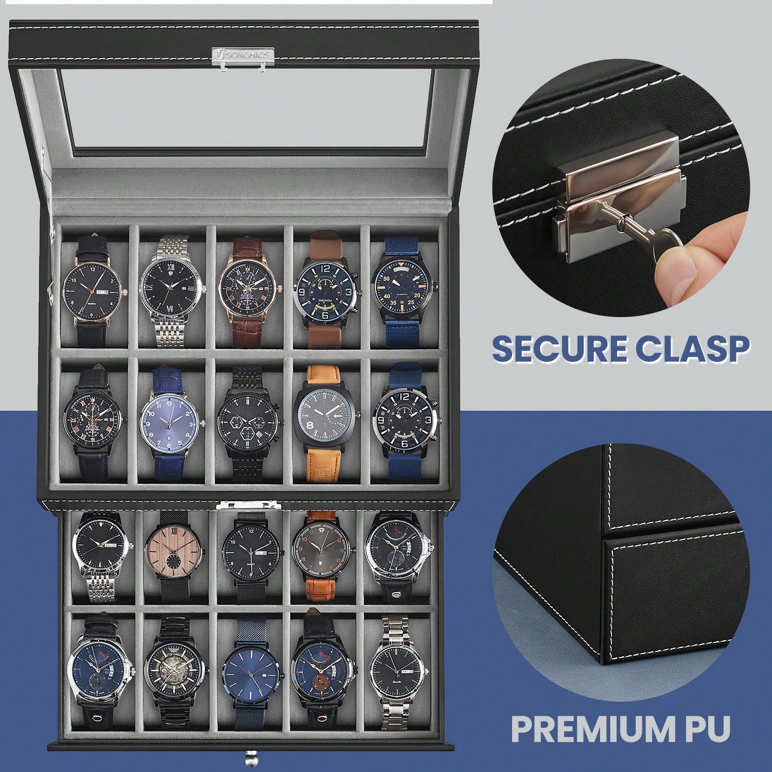 صندوق ساعات بـ 20 فتحة مع غطاء - مراجعة Jewelry With Watches وسعره