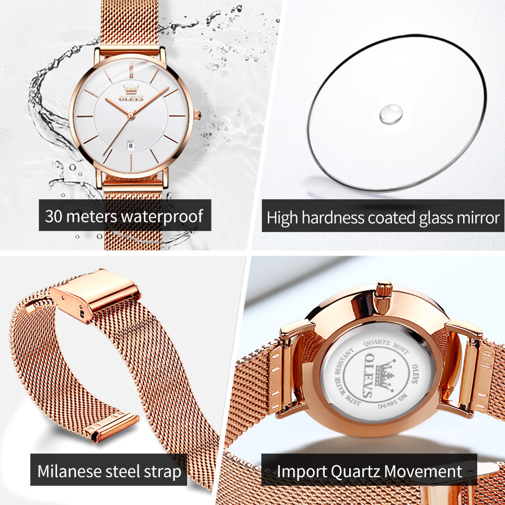 OLEVS ساعة نسائية 5869 أنيقة م - مراجعة Jewelry With Watches وسعره