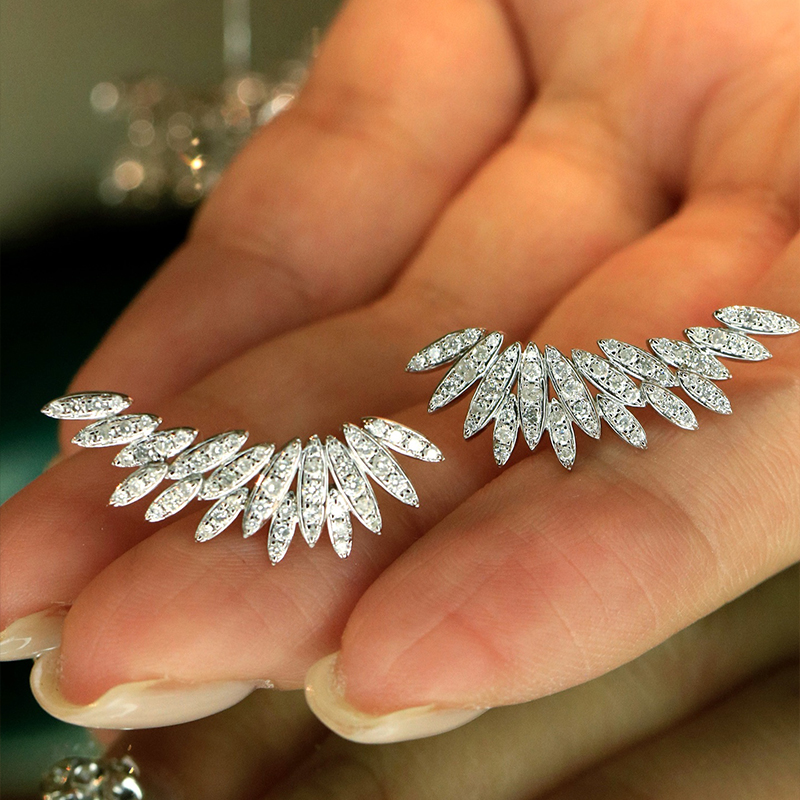 أقراط أذن على شكل أجنحة خرافية - مراجعة Diamond Stud Earrings وسعره