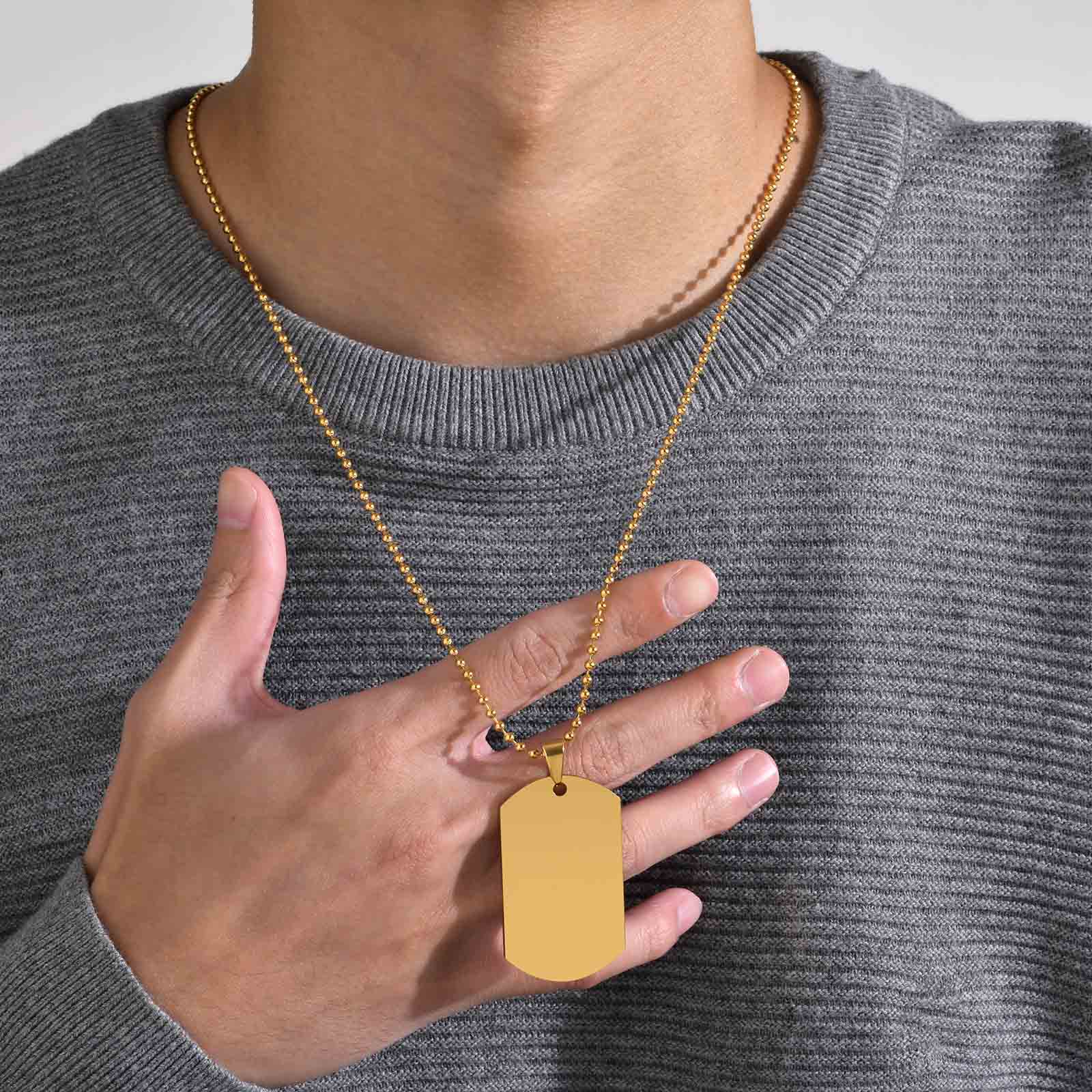 قلائد منقوشة على شكل قوس قزح ل - مراجعة Mens Dog Tag Necklace وسعره