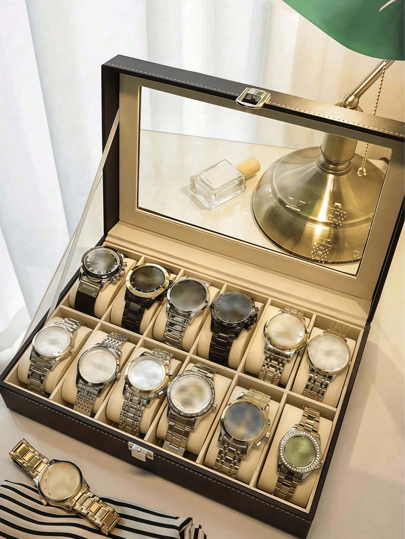 صندوق ساعات جلدي مع قفل، علبة  - مراجعة Jewelry Watches Women وسعره