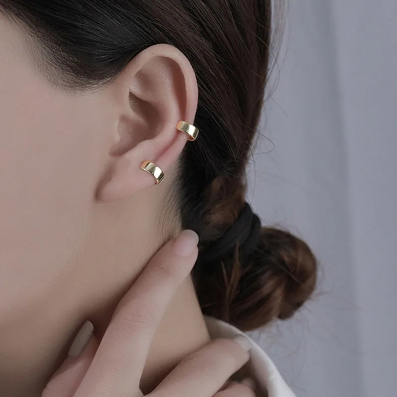 أقراط فضية عيار 925 بسطح أملس  - مراجعة Ear Cuff No Piercing وسعره