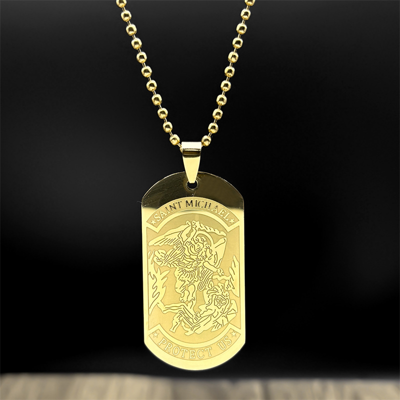 سانت مايكل يحمينا قلادة الملاك - مراجعة Mens Dog Tag Necklace وسعره