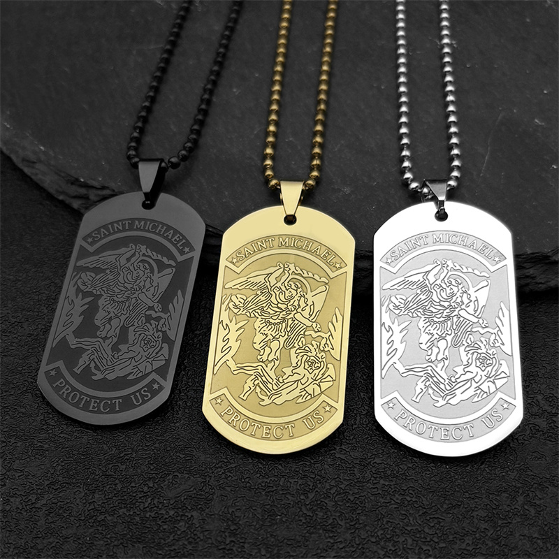 سانت مايكل يحمينا قلادة الملاك - مراجعة Mens Dog Tag Necklace وسعره