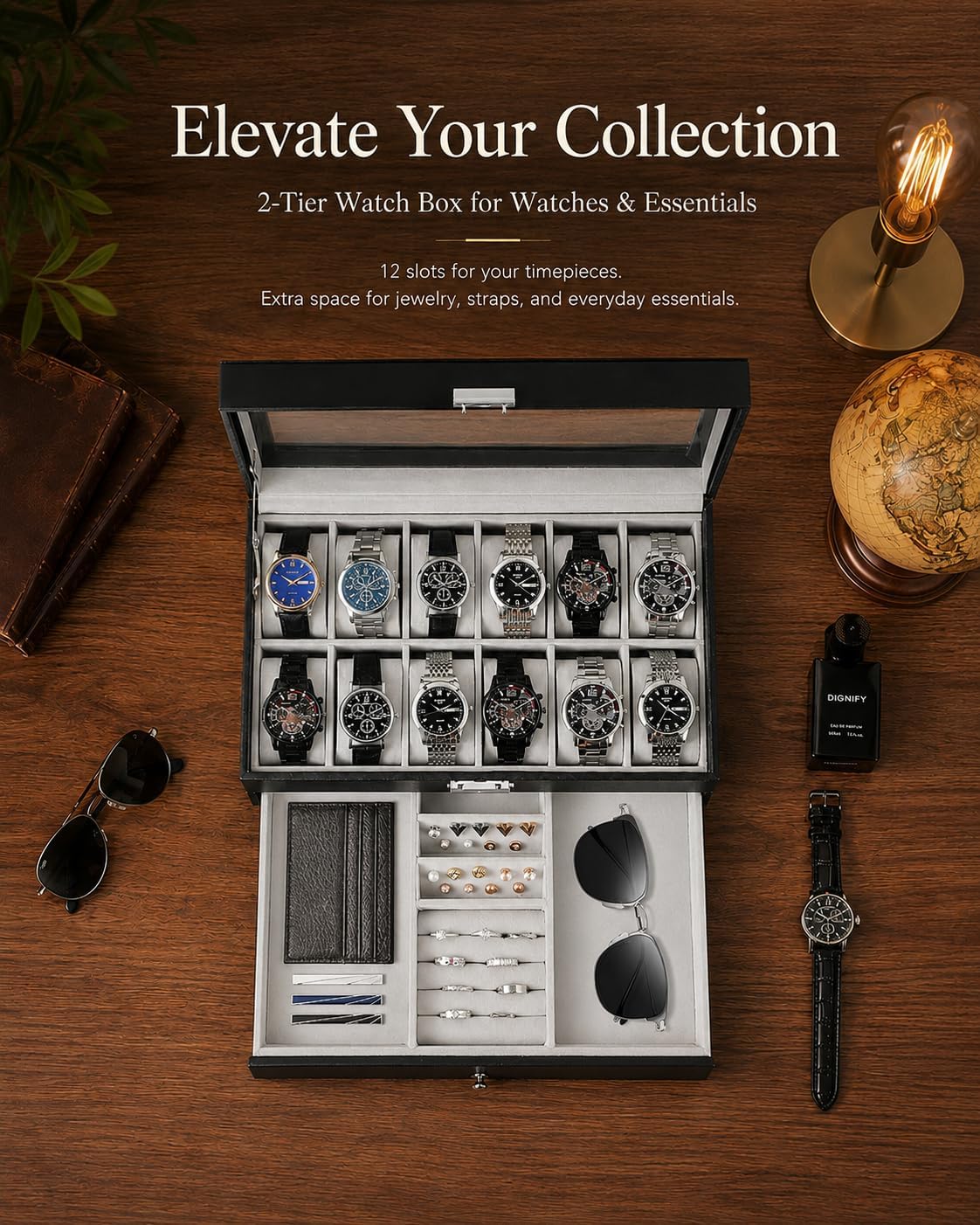 منظم صندوق ساعات للرجال، هدية  - مراجعة Jewelry With Watches وسعره