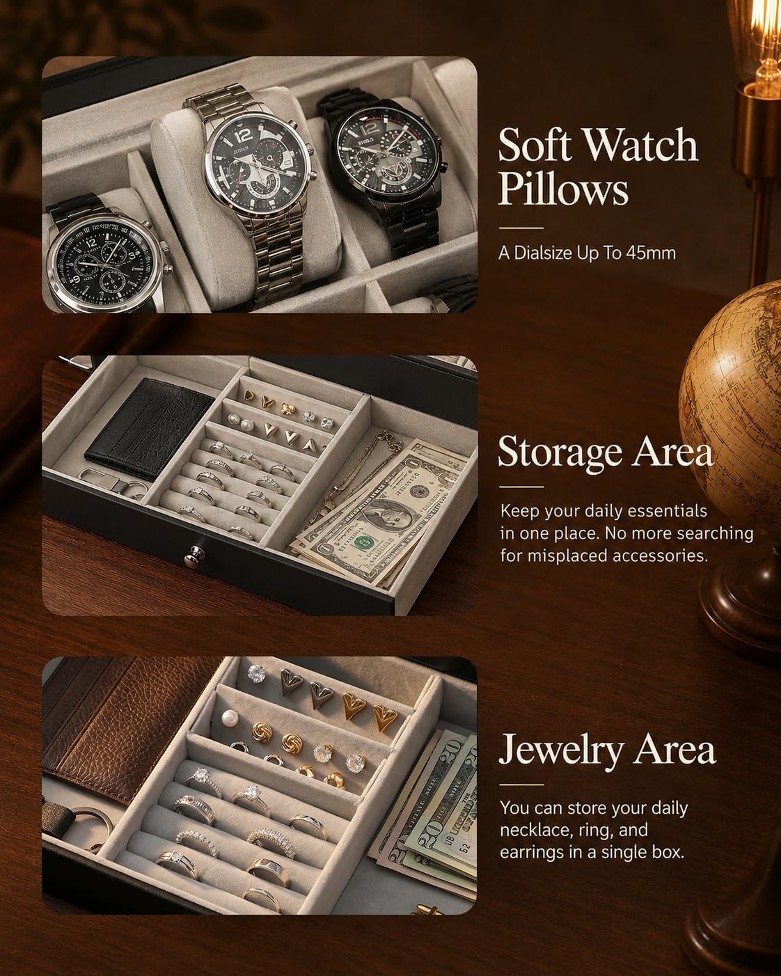 منظم صندوق ساعات للرجال، هدية  - مراجعة Jewelry With Watches وسعره