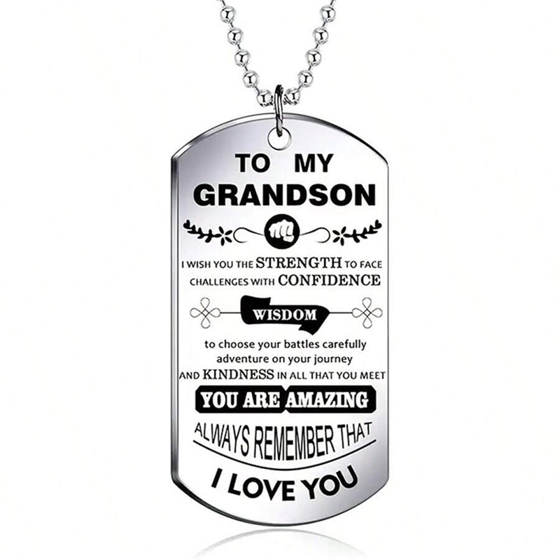 إلى حفيدي قلادة ملهمة كبيرة فض - مراجعة Mens Dog Tag Necklace وسعره