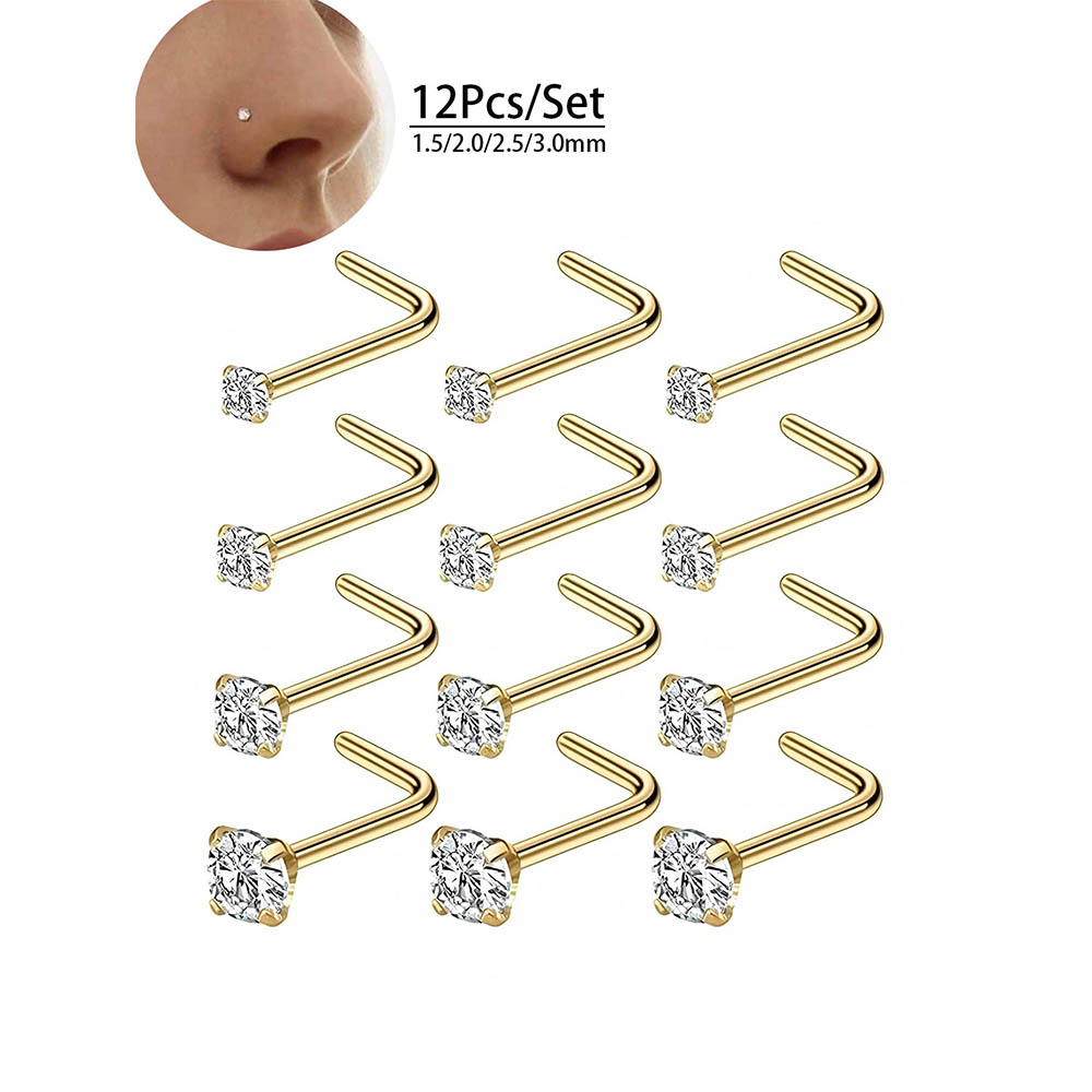 12 قطعة مجموعة كاملة 316L هيبو - مراجعة Diamond Stud Earrings وسعره