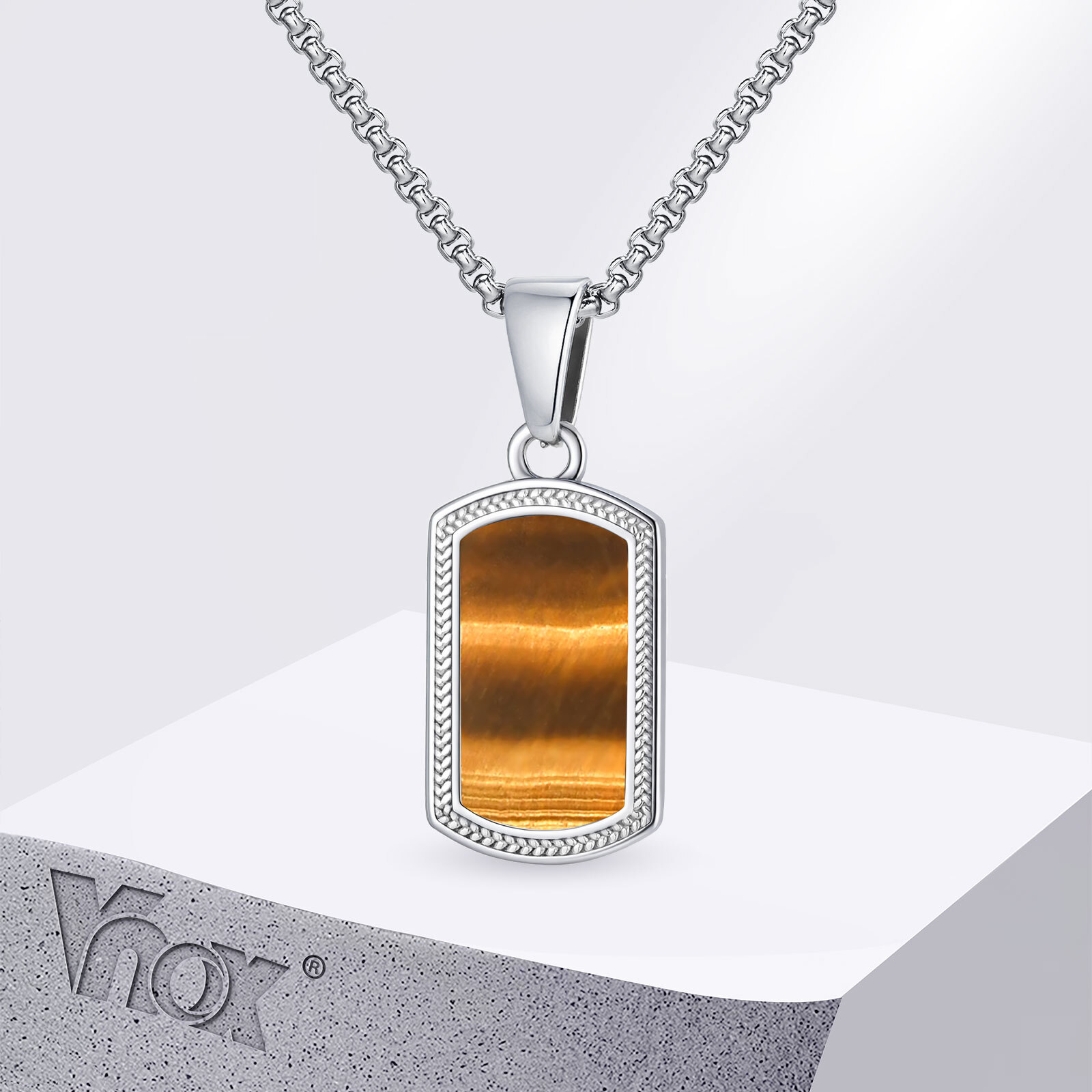 Vnox الفولاذ المقاوم للصدأ حجر - مراجعة Mens Dog Tag Necklace وسعره