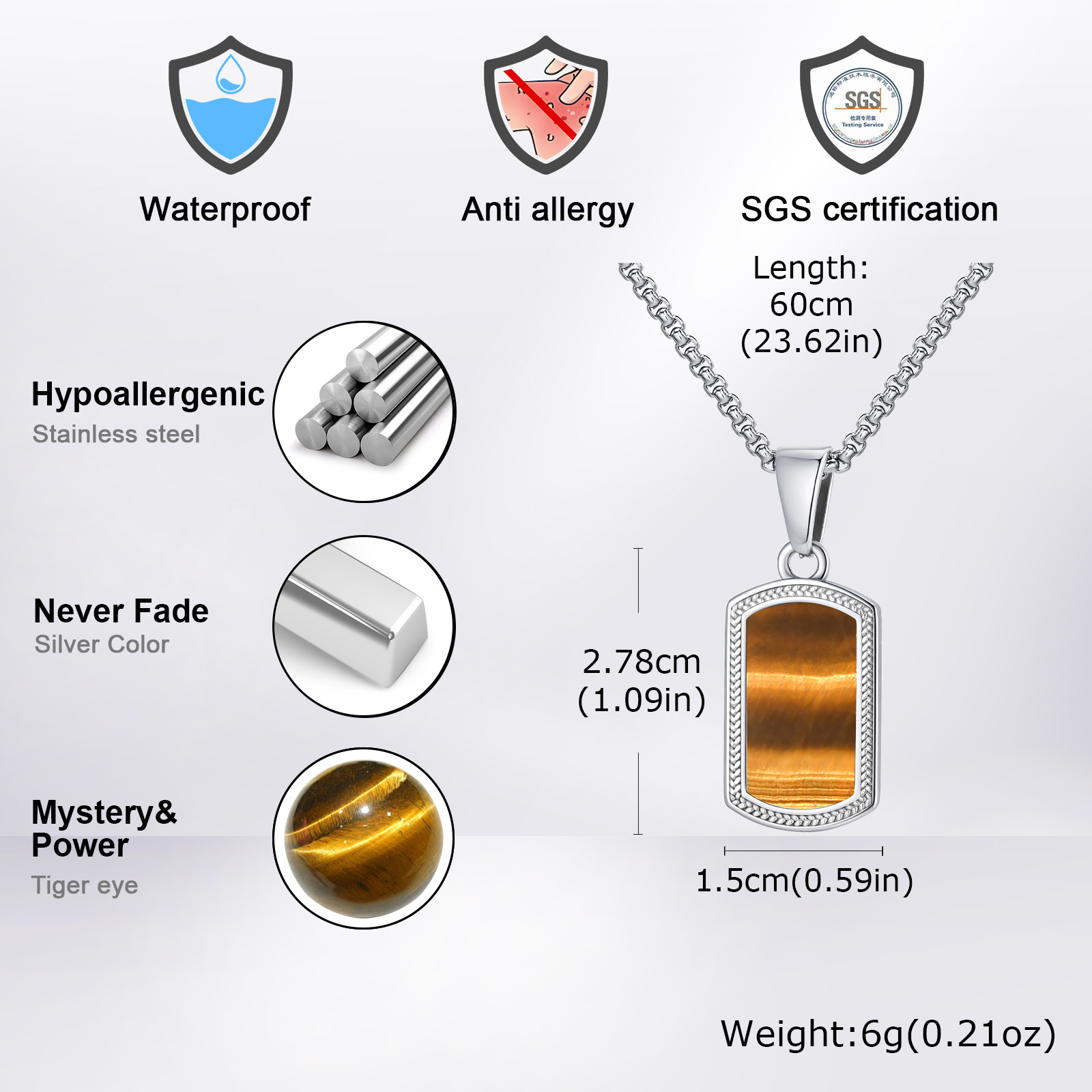 Vnox الفولاذ المقاوم للصدأ حجر - مراجعة Mens Dog Tag Necklace وسعره